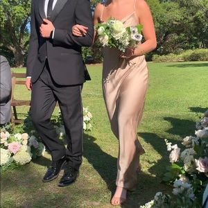 Champagne colored spaghetti strap dress